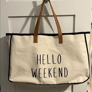 Canvas Tote Bag with Brown Handles